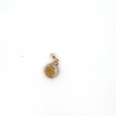 14k Yellow Gold Glass Gold Flake Pendant